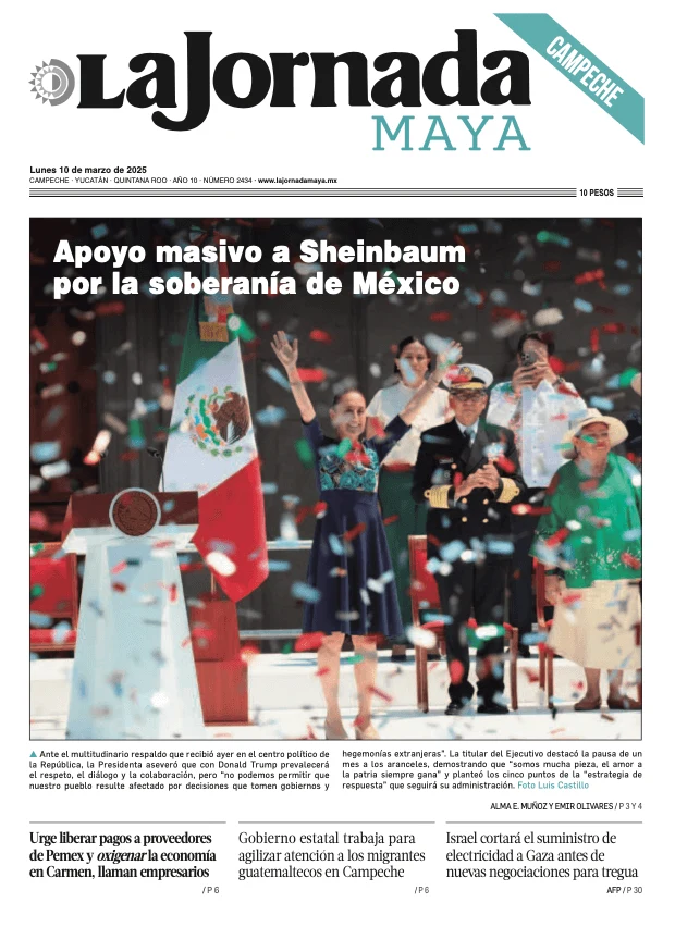 Portada de La Jornada Maya Campeche del lunes, 10 de marzo de 2025