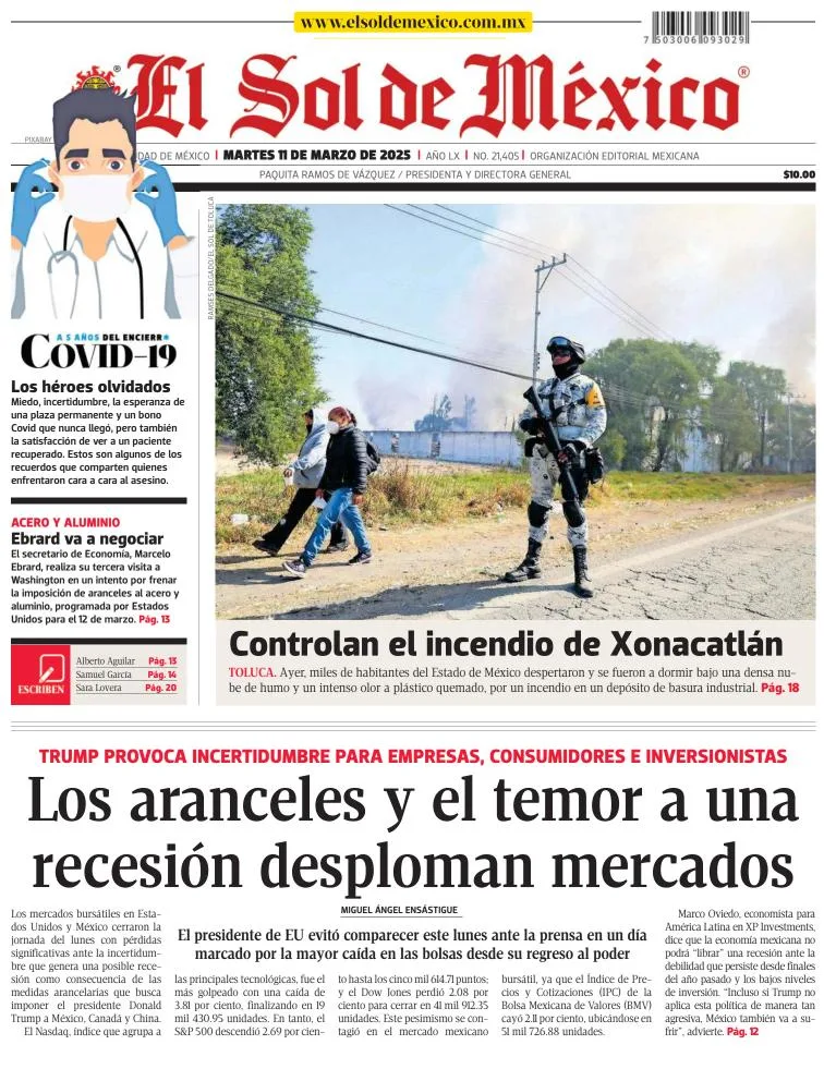 Portada de El Sol de Mexico del martes, 11 de marzo de 2025