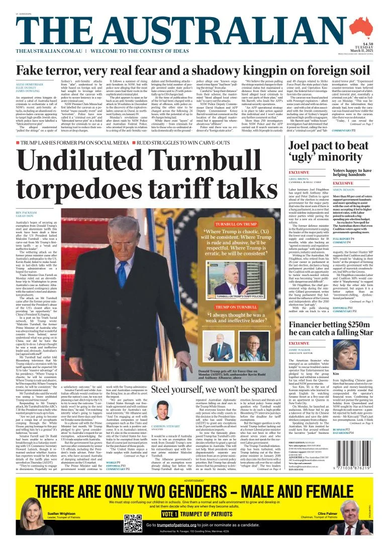 Portada de The Australian del martes, 11 de marzo de 2025