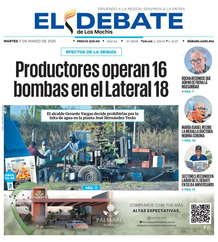 Portada de El Debate de los Mochis del martes, 11 de marzo de 2025