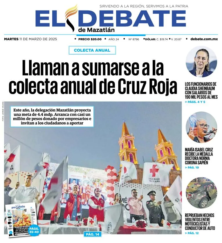 Portada de El Debate de Mazatlan del martes, 11 de marzo de 2025