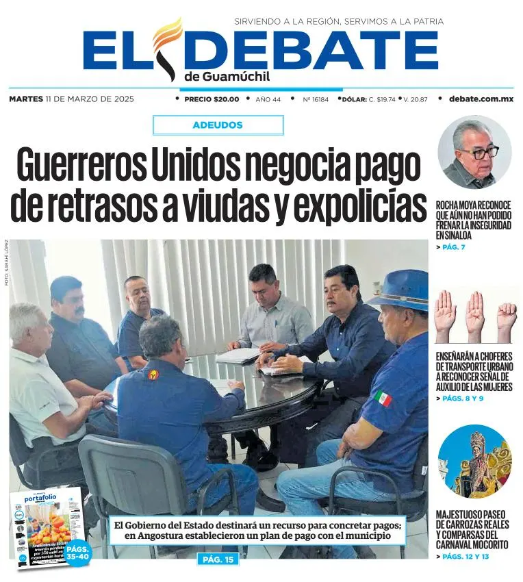 Portada de El Debate de Guamuchil del martes, 11 de marzo de 2025