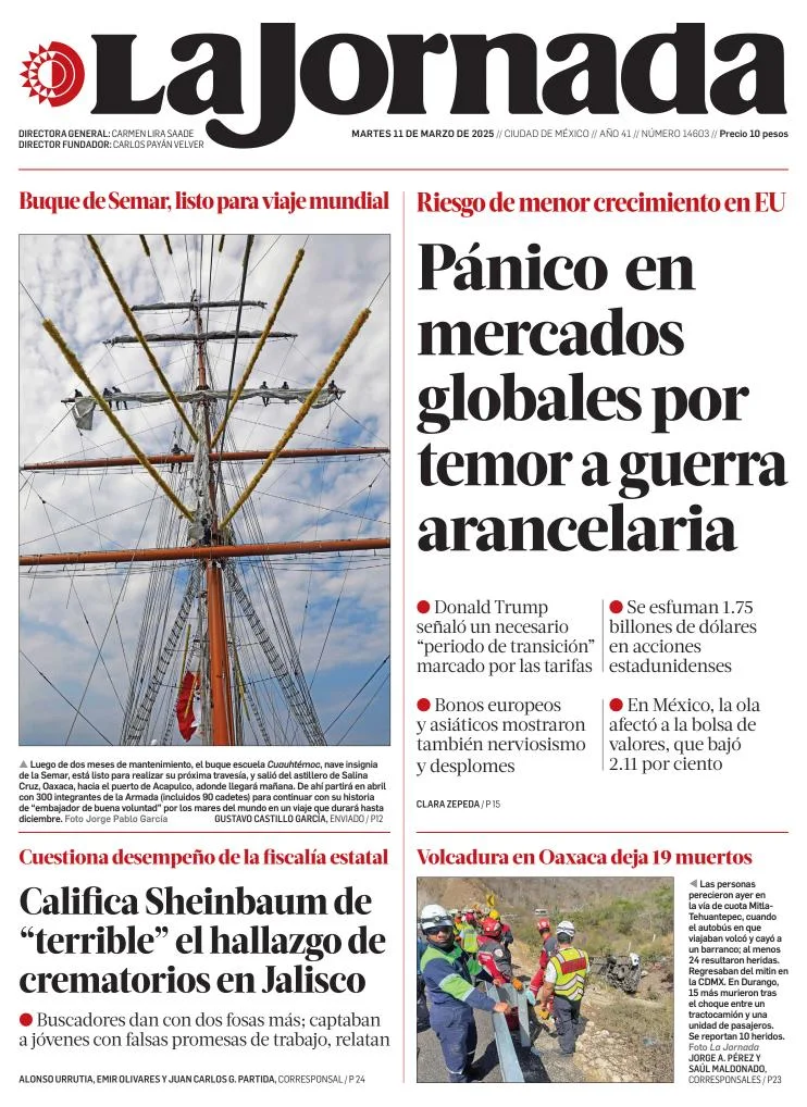 Portada de La Jornada del martes, 11 de marzo de 2025