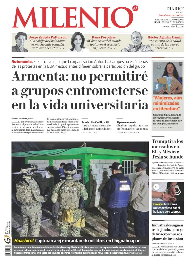 Portada de Milenio Puebla del martes, 11 de marzo de 2025