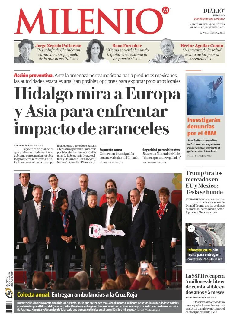 Portada de Milenio Hidalgo del martes, 11 de marzo de 2025