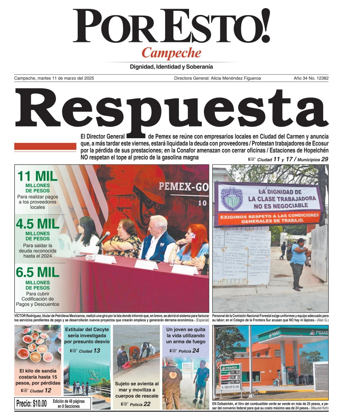 Portada de Por Esto (campeche) del martes, 11 de marzo de 2025