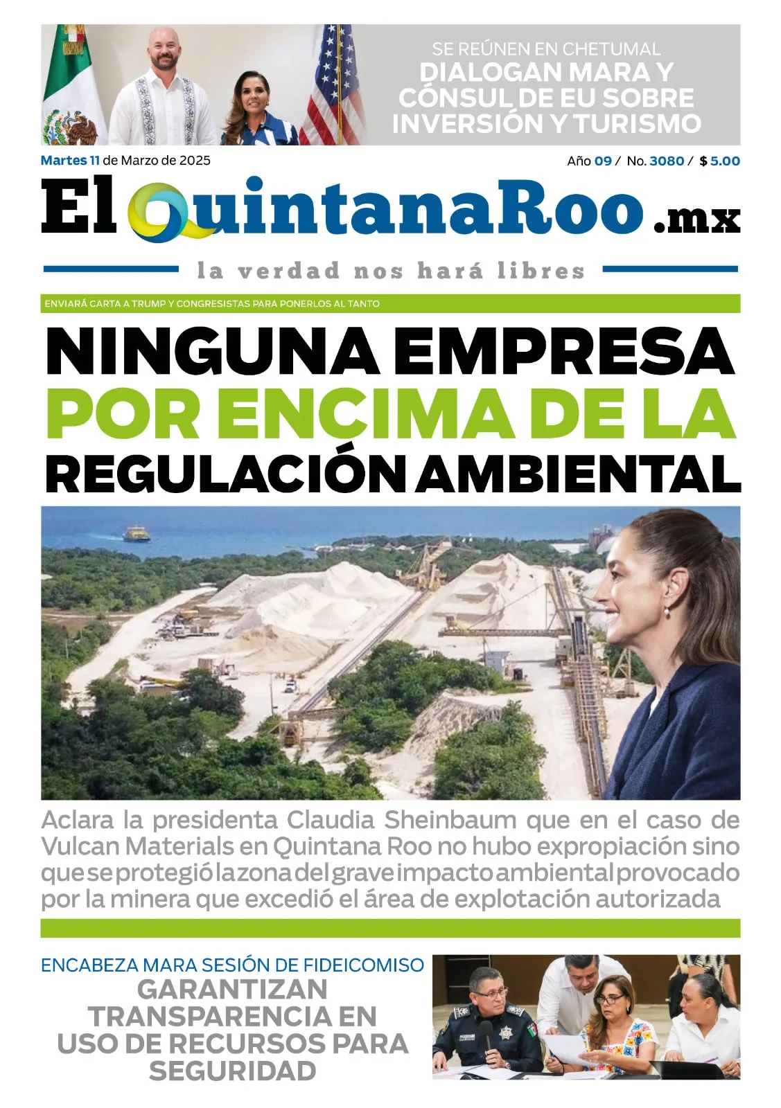 Portada de El Quintana Roo (portada) del martes, 11 de marzo de 2025