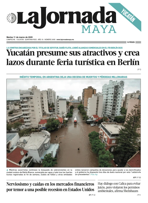 Portada de La Jornada Maya Yucatán del martes, 11 de marzo de 2025