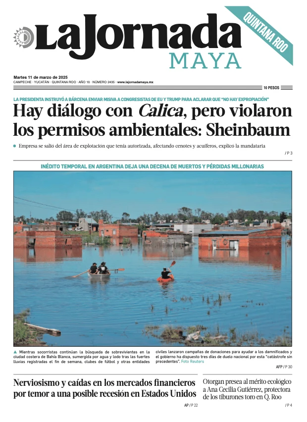 Portada de La Jornada Maya Quintana Roo del martes, 11 de marzo de 2025