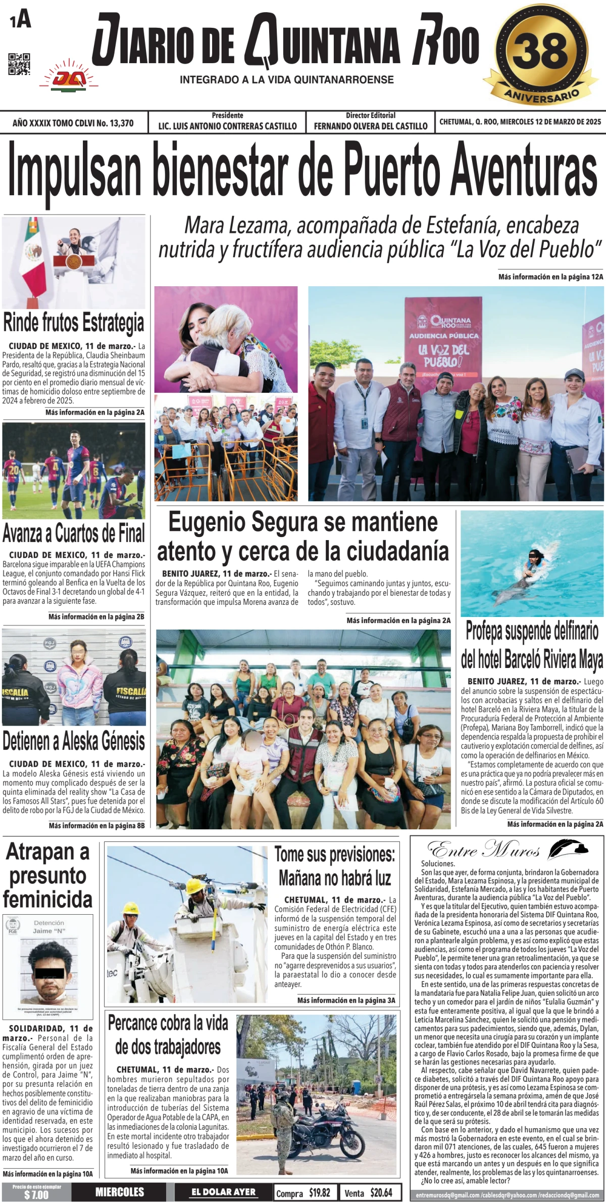 Portada de Diario de Quintana Roo (portada)