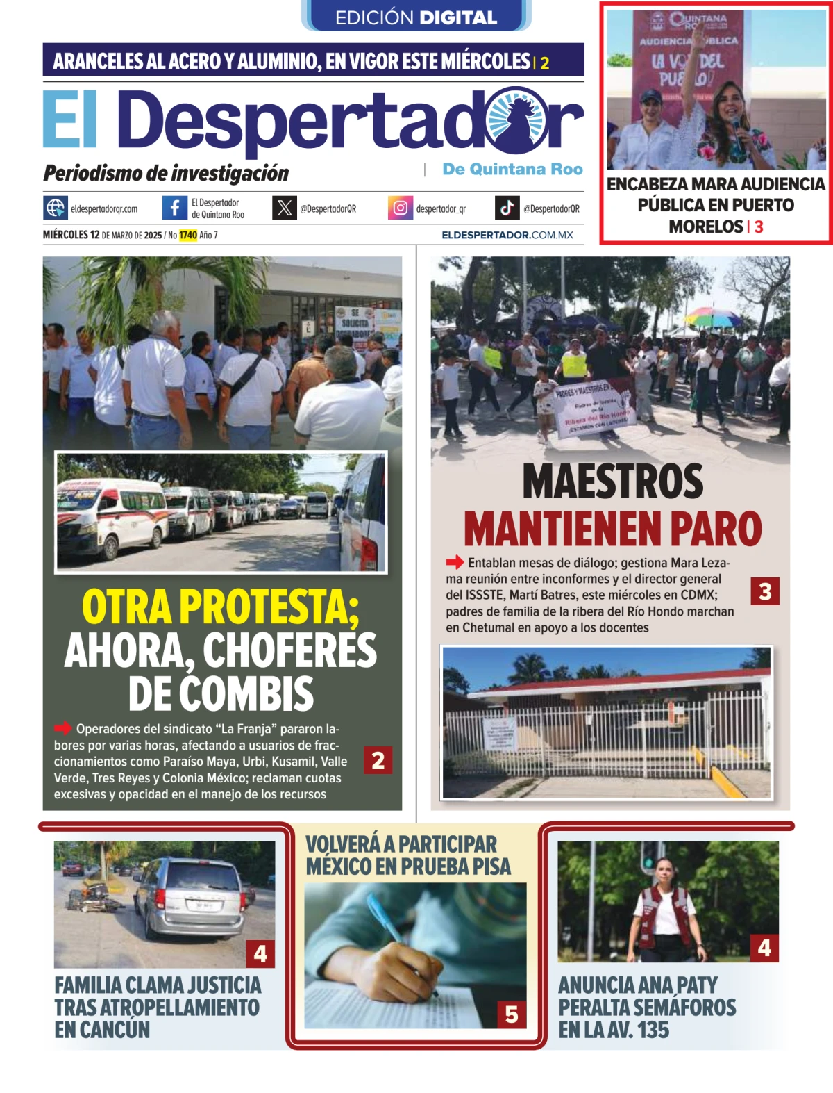 Portada de El Despertador de Quintana Roo