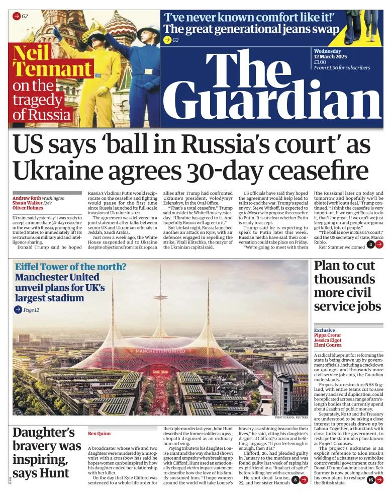 Portada de The Guardian (reino Unido)