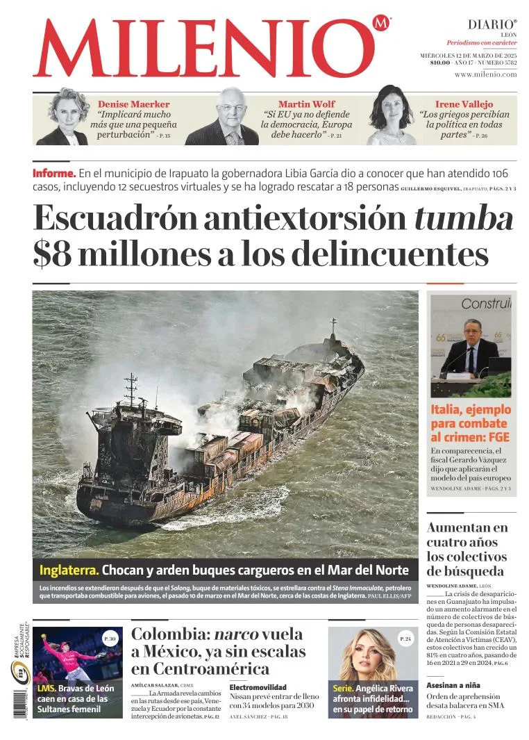 Portada de Milenio Leon del miércoles, 12 de marzo de 2025
