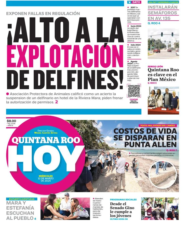 Portada de Quintana Roo Hoy del miércoles, 12 de marzo de 2025