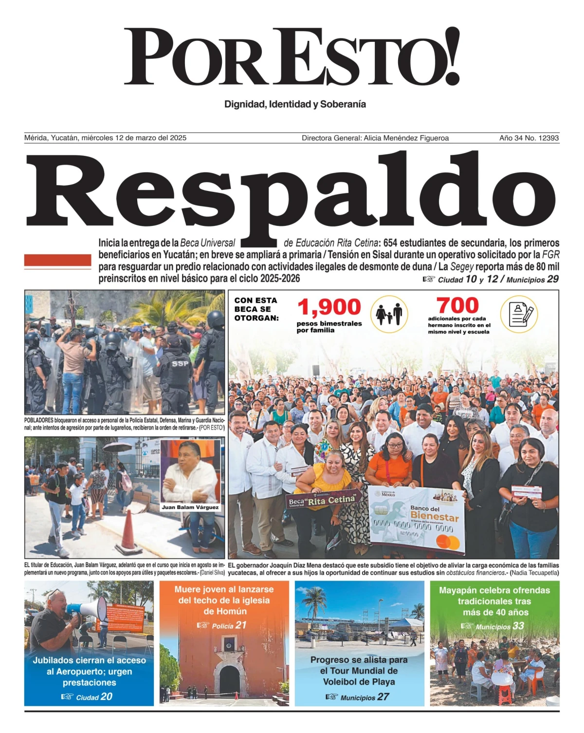 Portada de Por Esto (merida, Yucatan) del miércoles, 12 de marzo de 2025