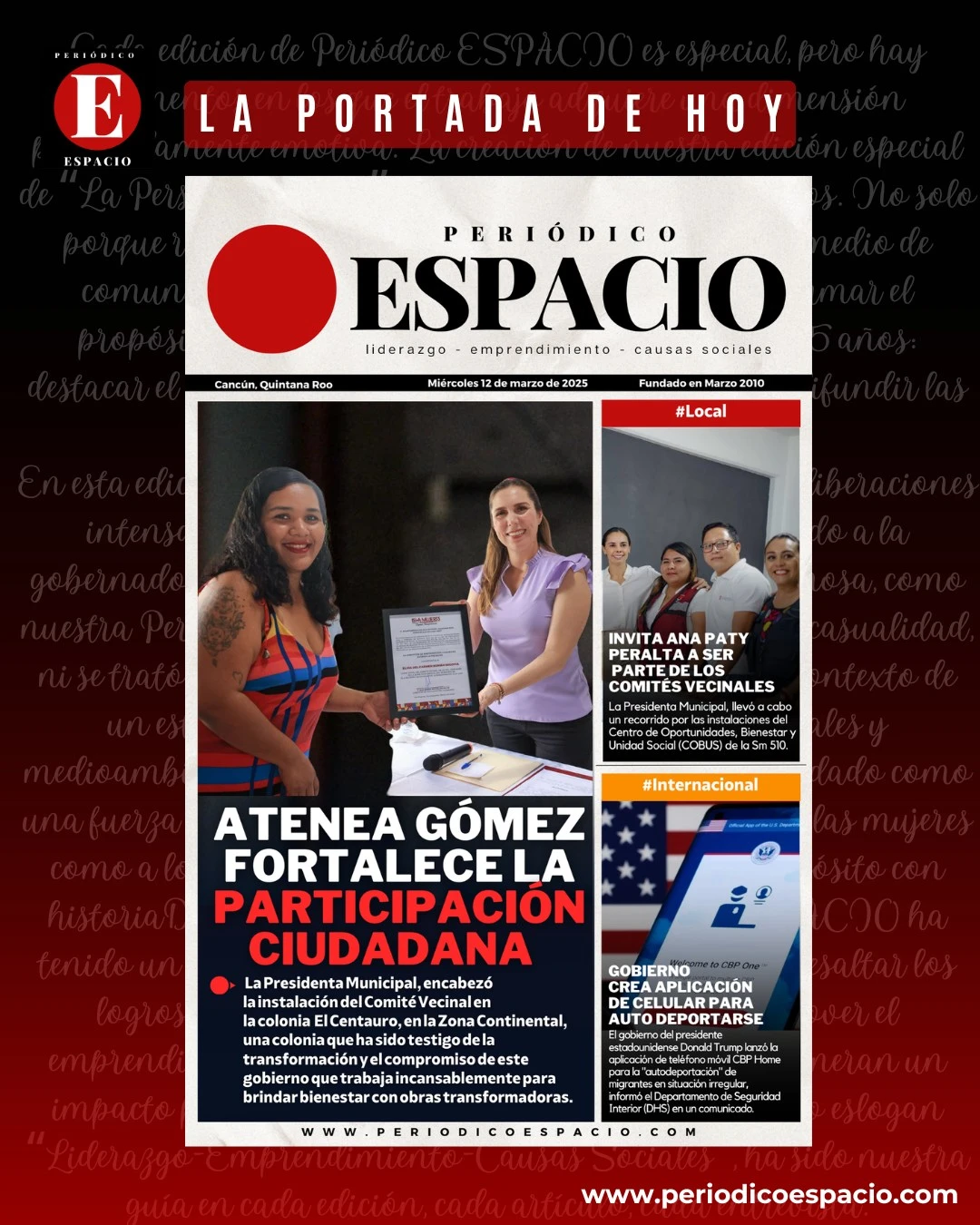 Portada de Periodico Espacio (contraportada) del 2025-03-12
