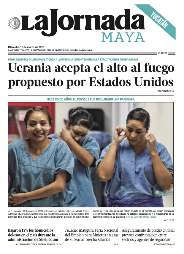 Portada de La Jornada Maya Yucatán del miércoles, 12 de marzo de 2025