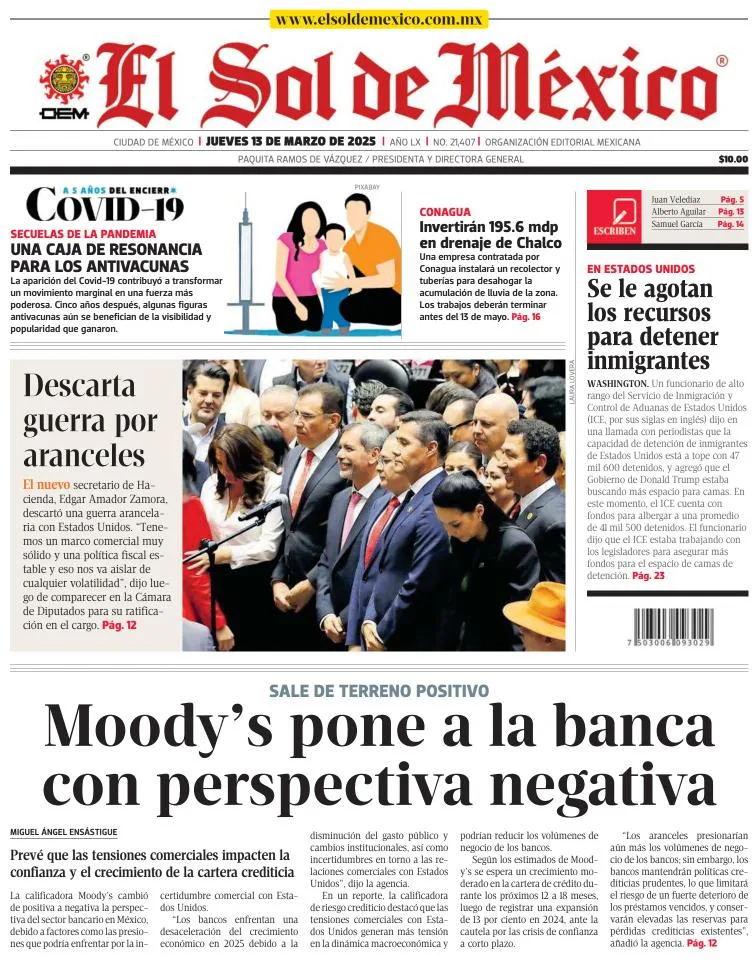 Portada de El Sol de Mexico