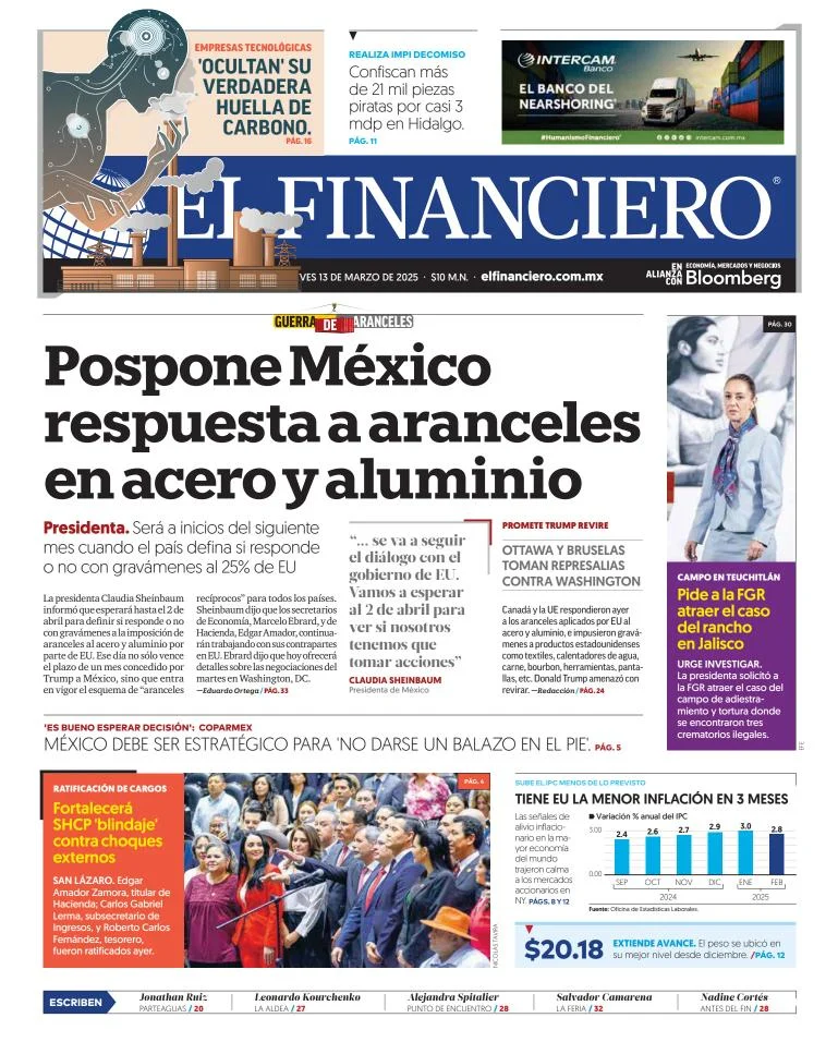 Portada de El Financiero