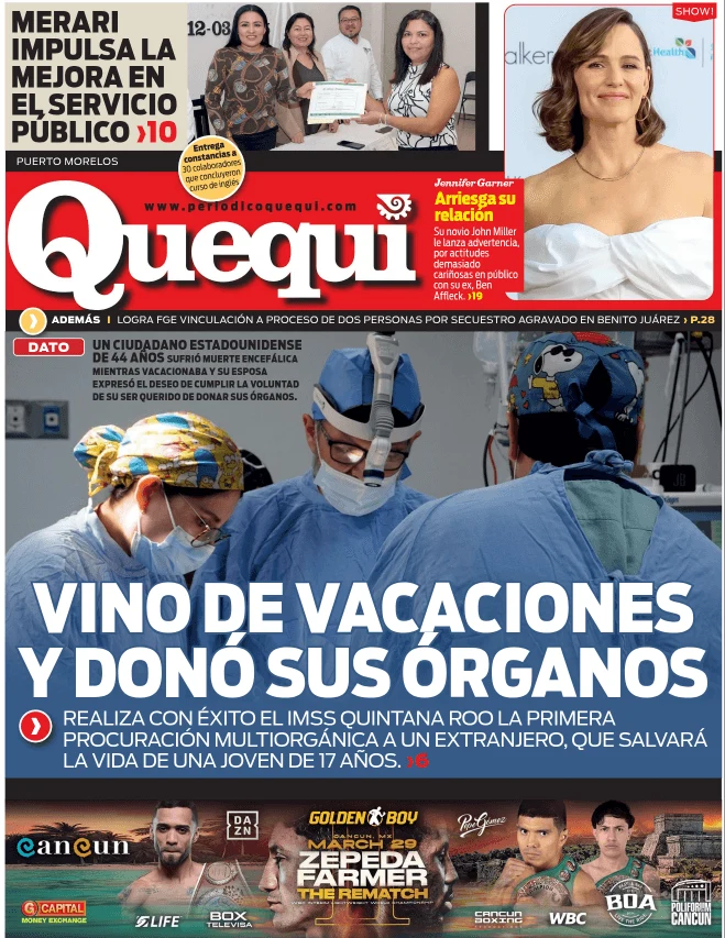Portada de Quequi (contraportada) del jueves, 13 de marzo de 2025