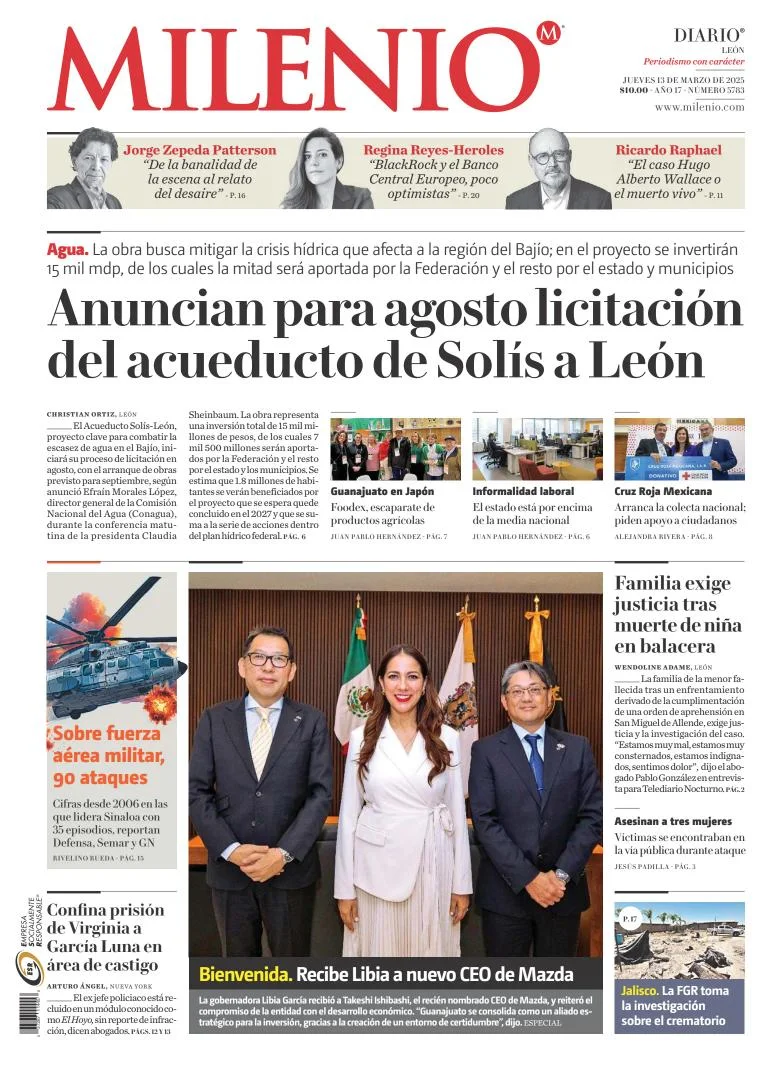 Portada de Milenio Leon del jueves, 13 de marzo de 2025