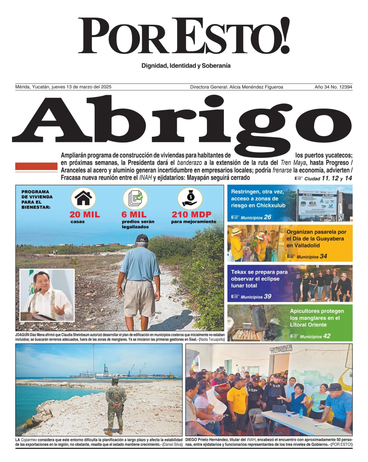 Portada de Por Esto (merida, Yucatan) del jueves, 13 de marzo de 2025