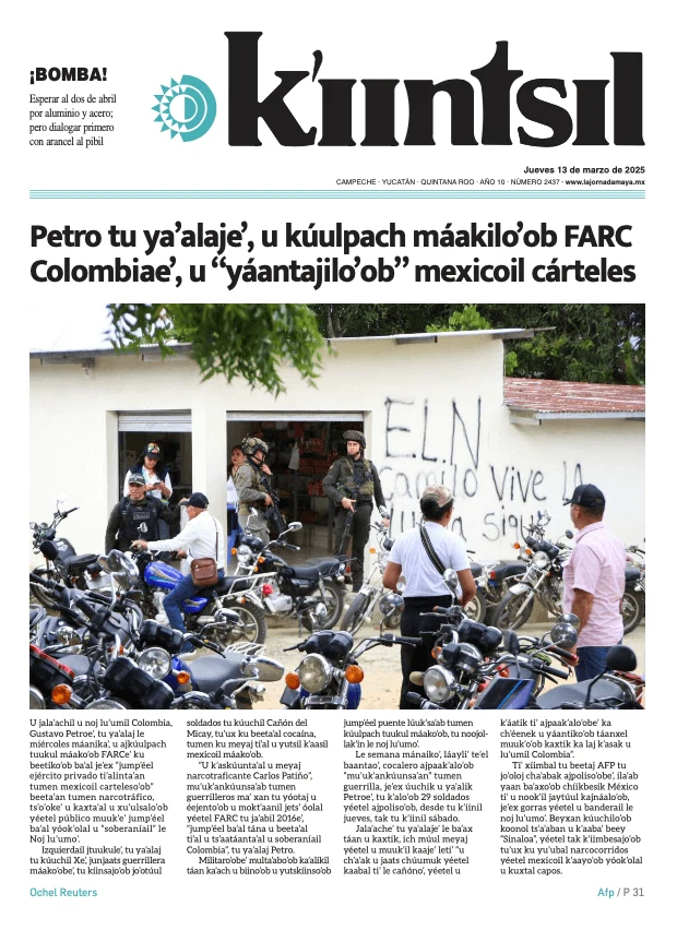 Portada de La Jornada - Kiintsil del jueves, 13 de marzo de 2025