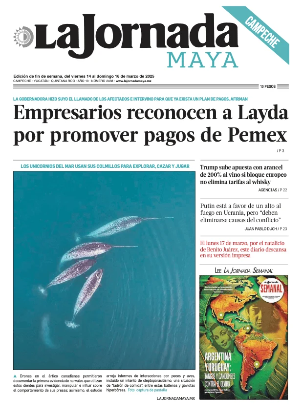Portada de La Jornada Maya Campeche del viernes, 14 de marzo de 2025