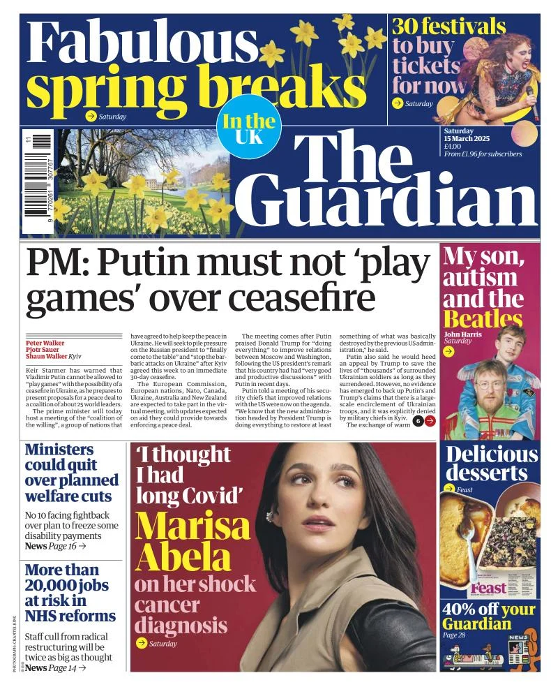 Portada de The Guardian (reino Unido)