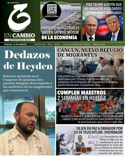 Portada de En Cambio - Quintana Roo (portada) del sábado, 15 de marzo de 2025