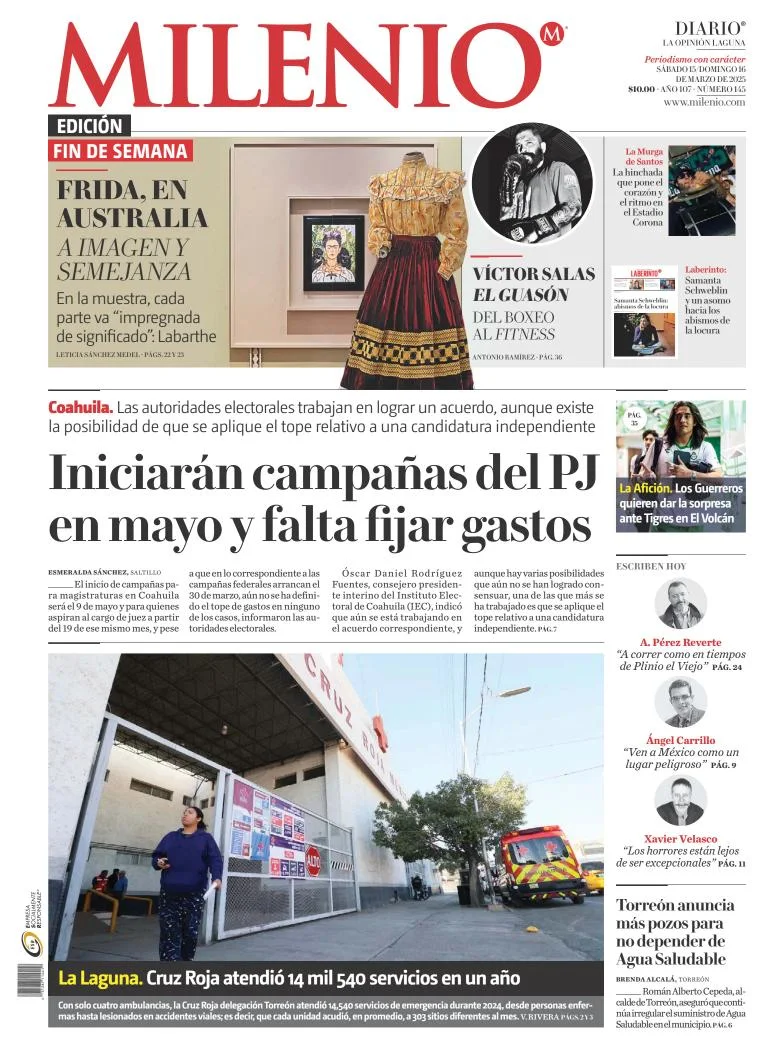 Portada de Milenio Laguna del sábado, 15 de marzo de 2025