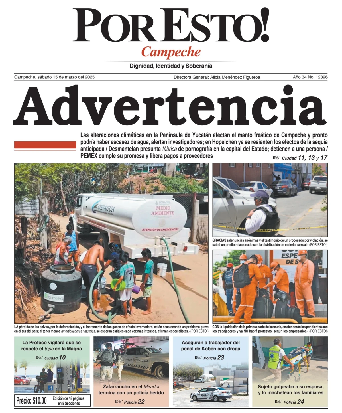 Portada de Por Esto (campeche) del sábado, 15 de marzo de 2025