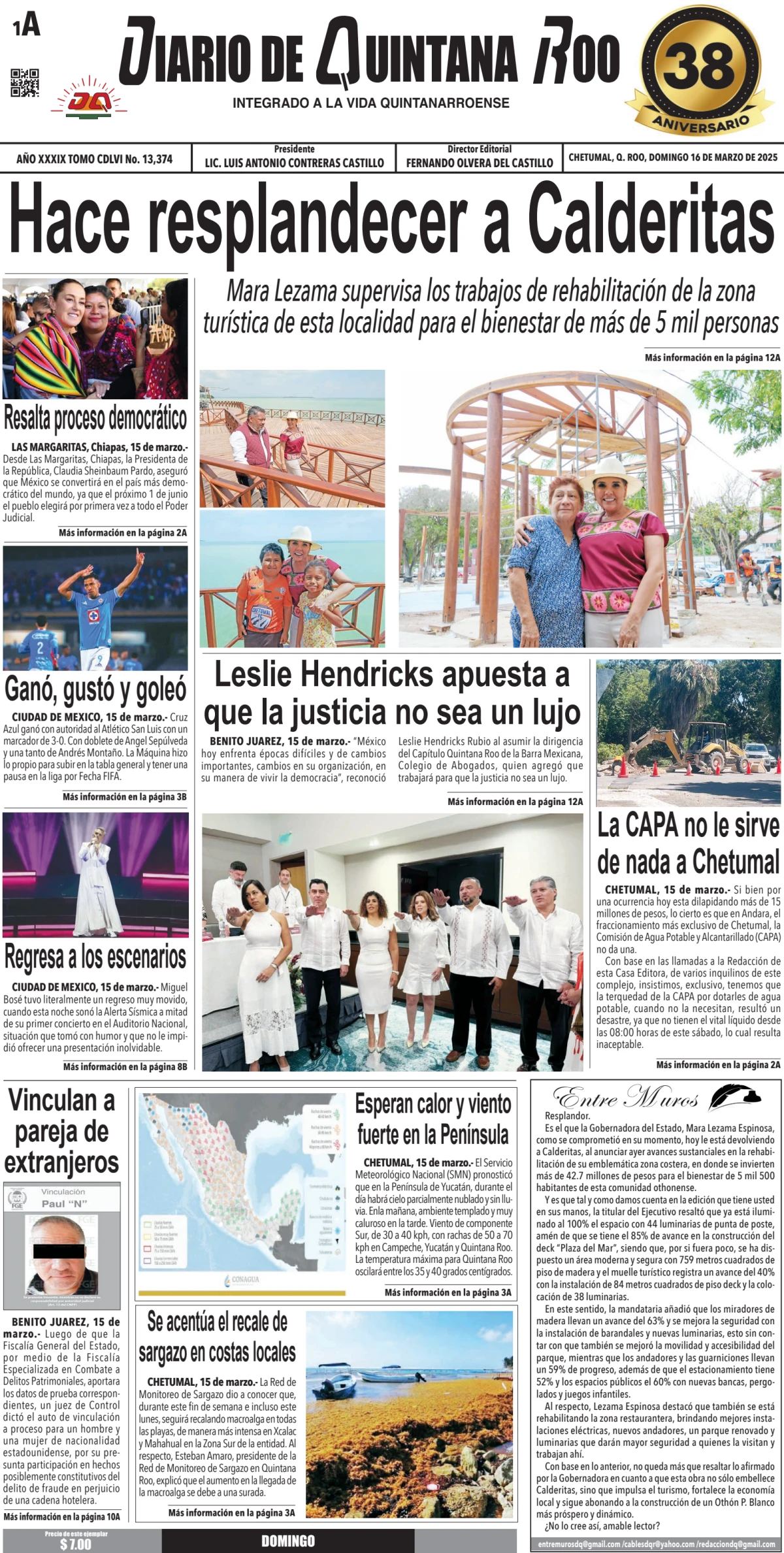 Portada de Diario de Quintana Roo (portada)