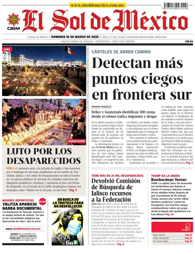 Portada de El Sol de Mexico