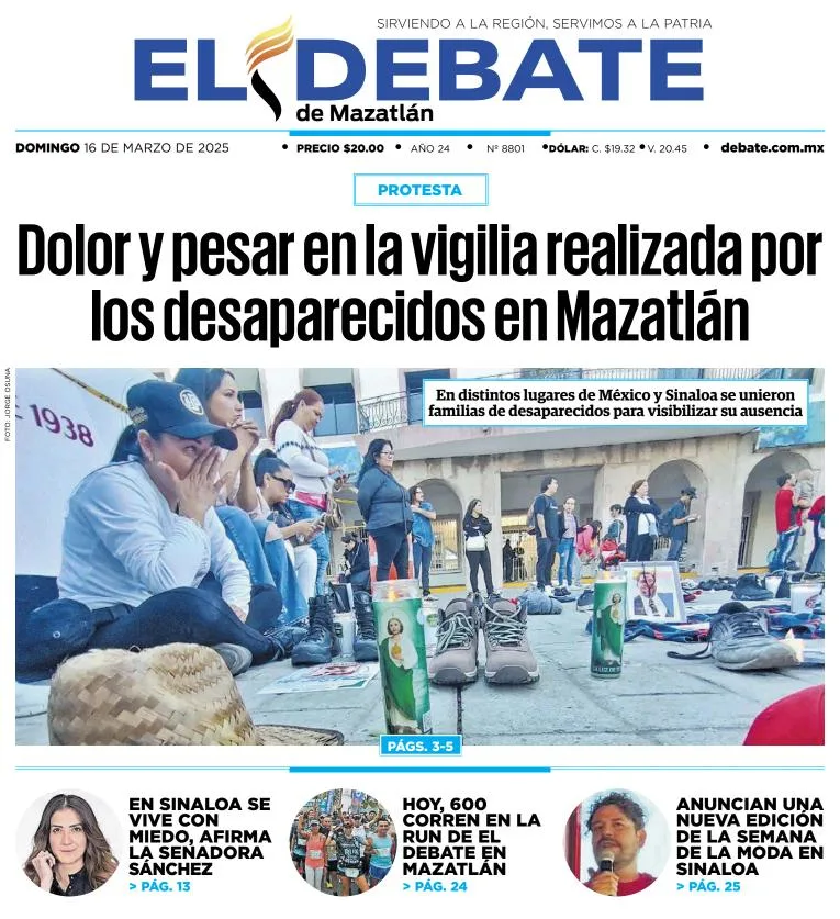 Portada de El Debate de Mazatlan