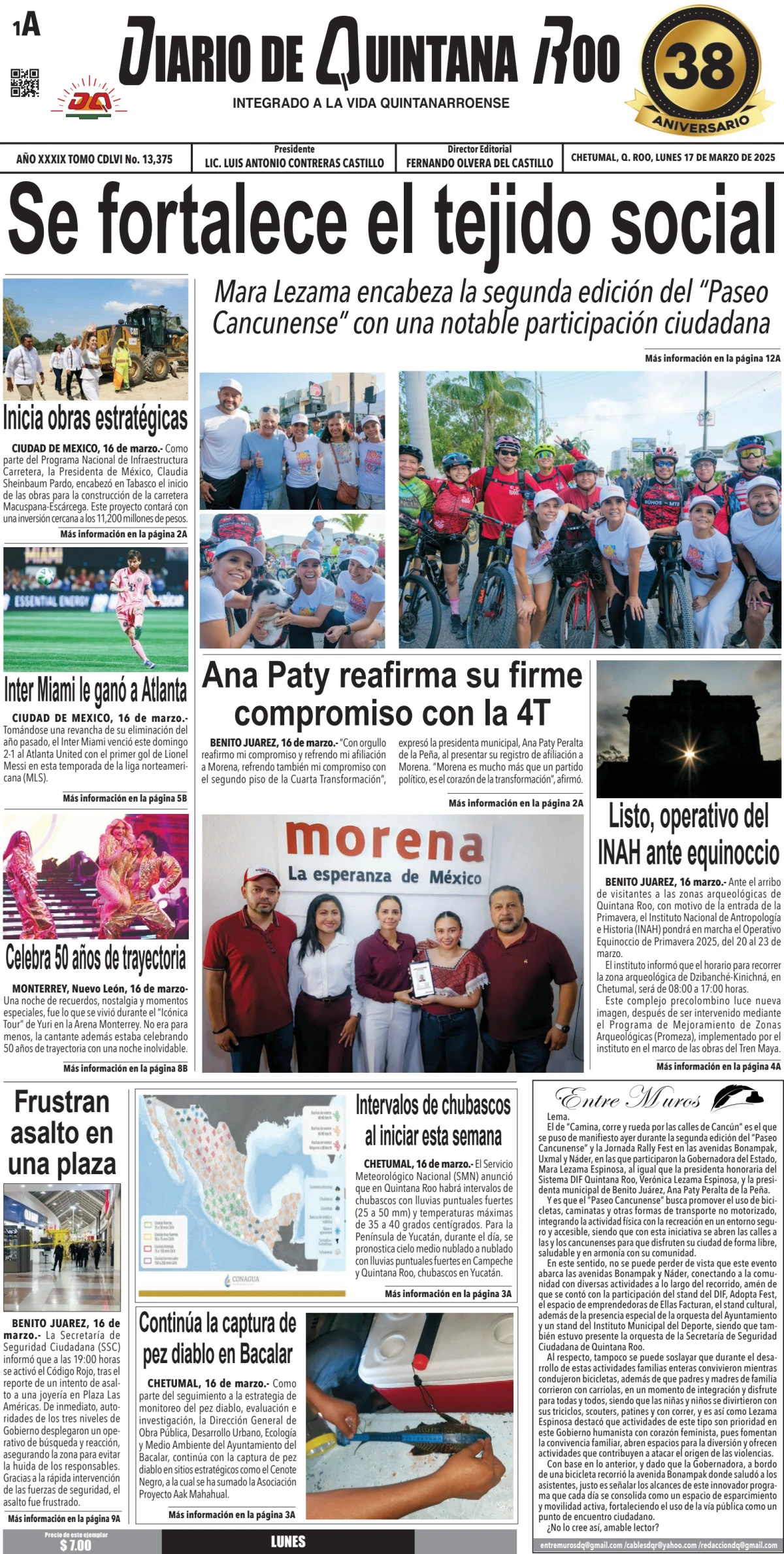 Portada de Diario de Quintana Roo (portada)