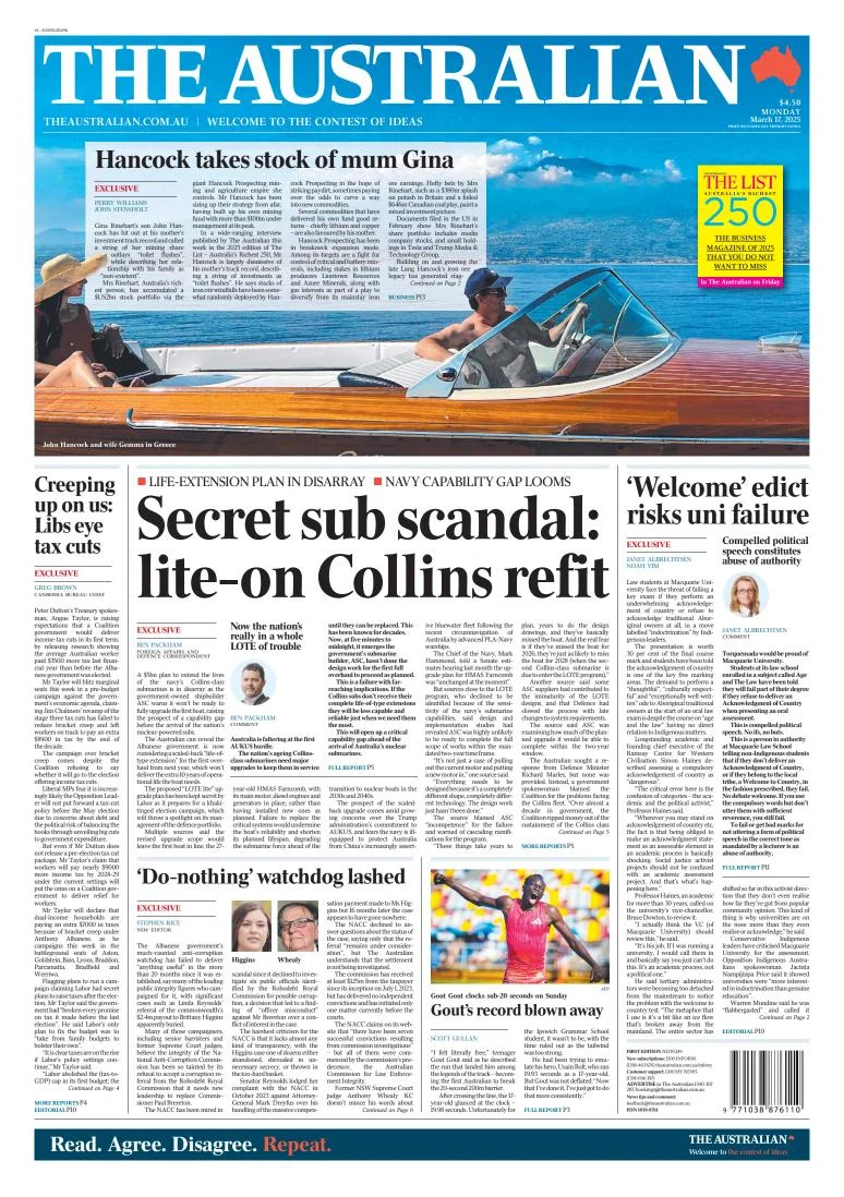 Portada de The Australian