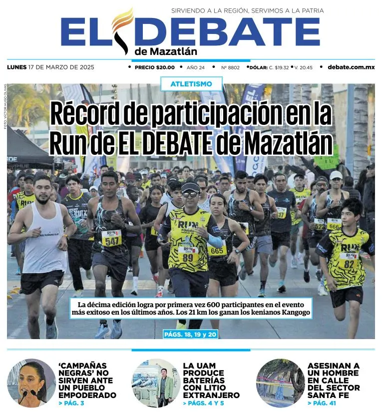 Portada de El Debate de Mazatlan