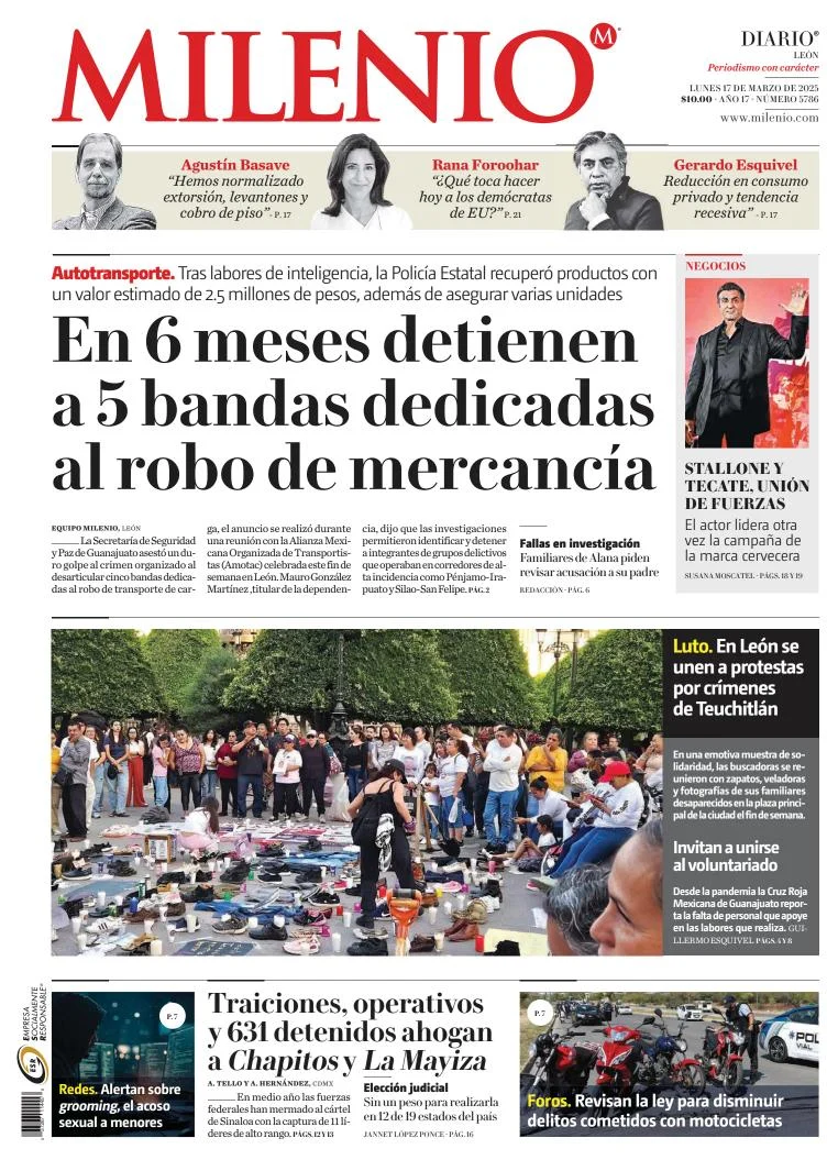 Portada de Milenio Leon del lunes, 17 de marzo de 2025