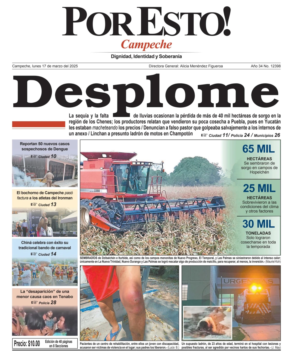 Portada de Por Esto (campeche) del lunes, 17 de marzo de 2025