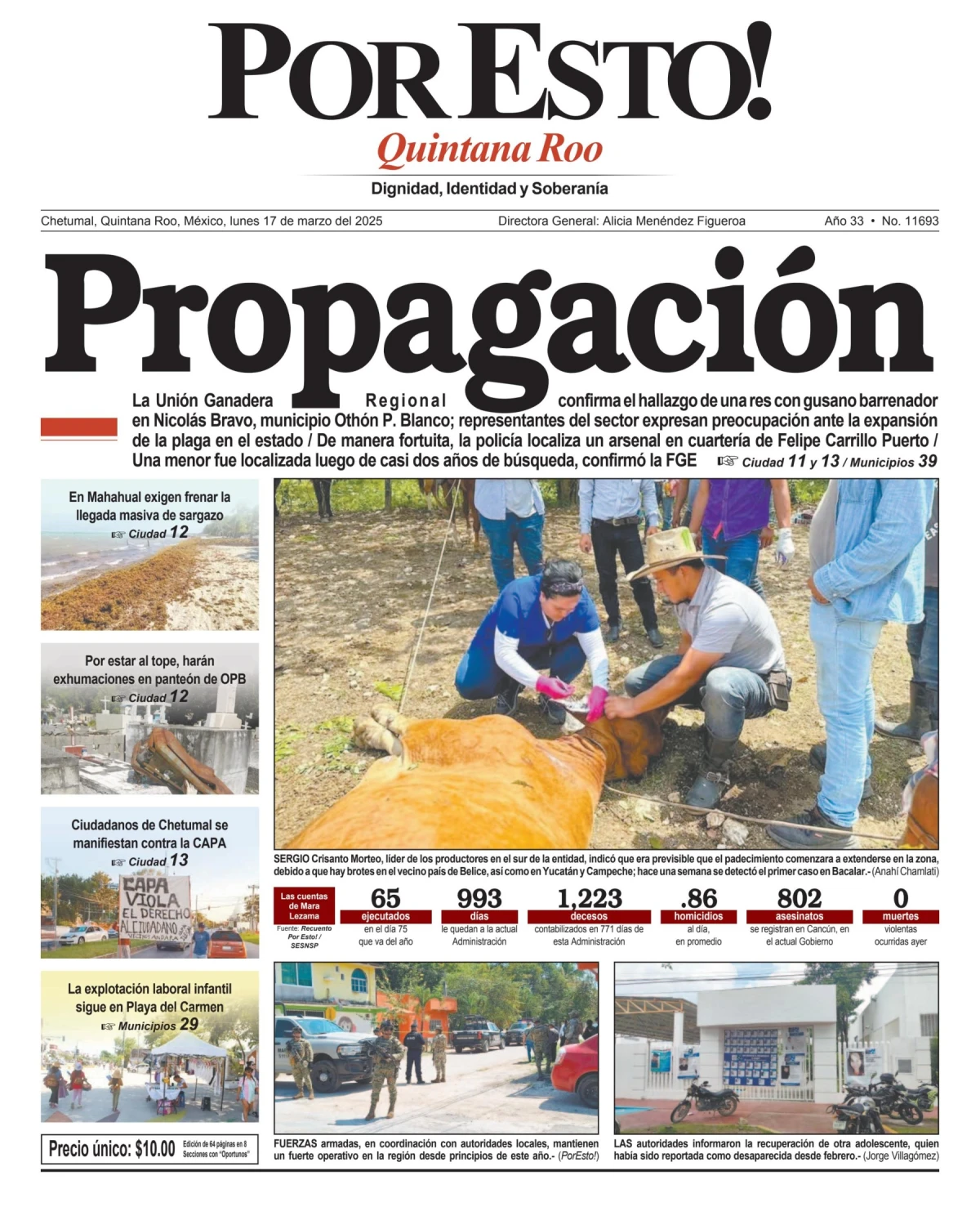Portada de Por Esto (quintana Roo Chetumal) del lunes, 17 de marzo de 2025
