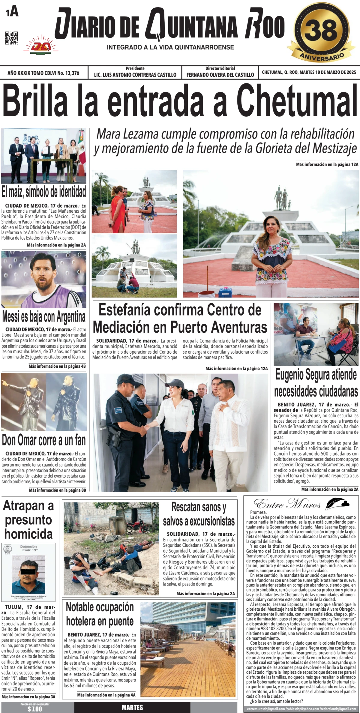 Portada de Diario de Quintana Roo (portada)