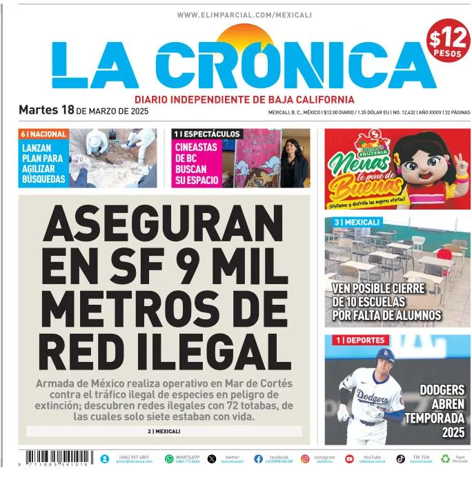 Portada de La Cronica del martes, 18 de marzo de 2025