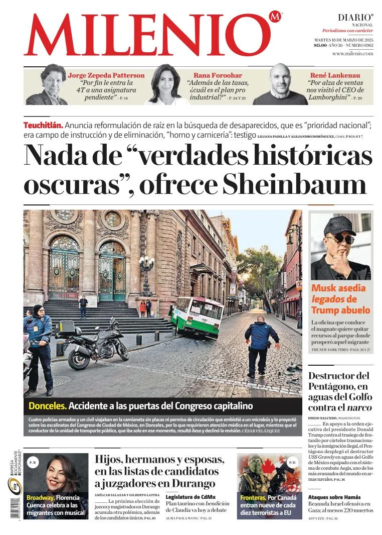 Portada de Milenio del martes, 18 de marzo de 2025