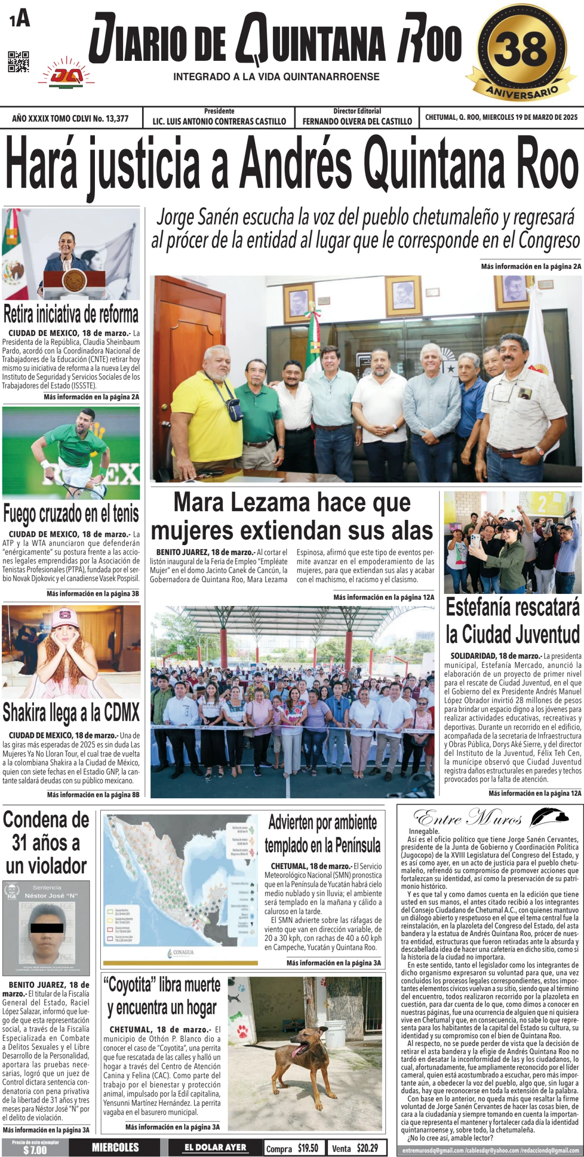 Portada de Diario de Quintana Roo (portada)