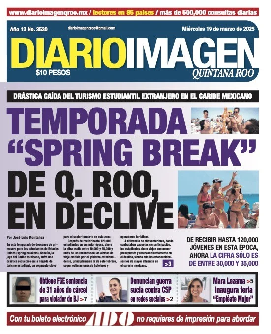 Portada de Diario Imagen Quintana Roo del miércoles, 19 de marzo de 2025