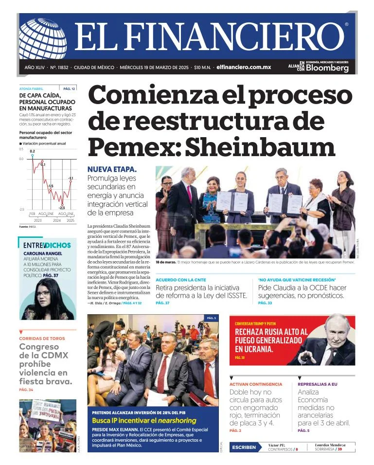 Portada de El Financiero