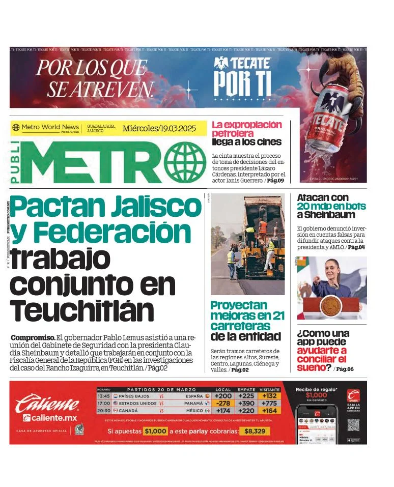 Portada de Publimetro Guadalajara