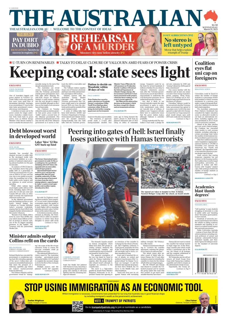 Portada de The Australian del miércoles, 19 de marzo de 2025
