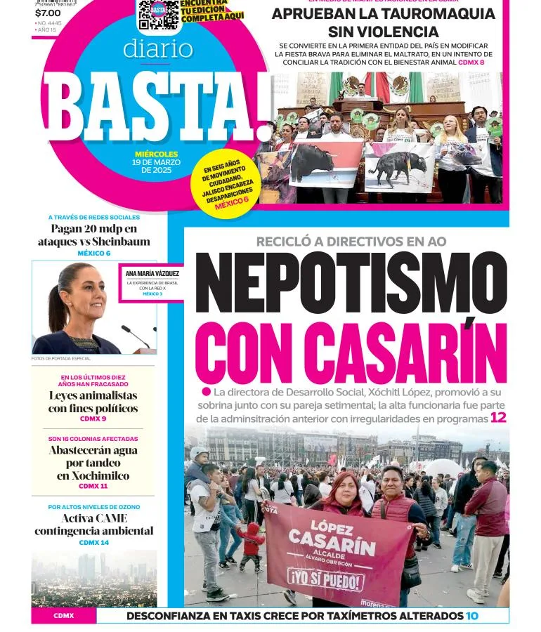 Portada de Basta del miércoles, 19 de marzo de 2025